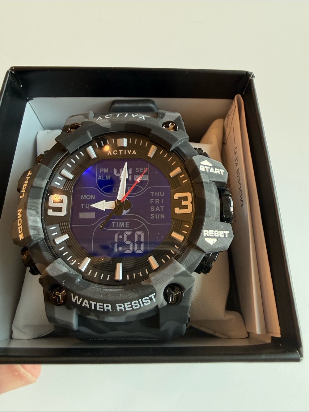 Activa Gray Camo Analog Digital Sport Watch NWT
